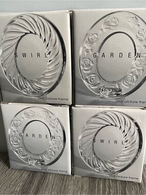 SWIRL & GARDEN Clear Oval Glass Picture Frame - Set of 4